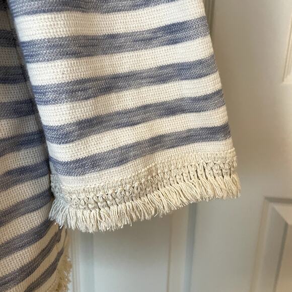 J.Jill Women's Striped Fringed Trim Cotton Pullover, size Large - Picture 6 of 10